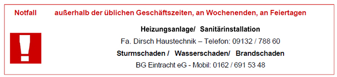 Notfall außerhalb üblicher Geschäftszeiten